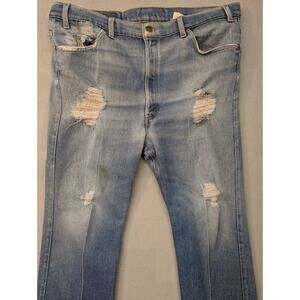 Vintage Levis 517 Jeans Mens 42 X 30 Orange Tab Boot Cut Light Wash USA Distress